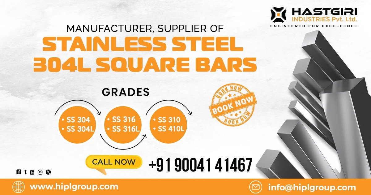 Stainless Steel 304L Square Bars in Belgaum