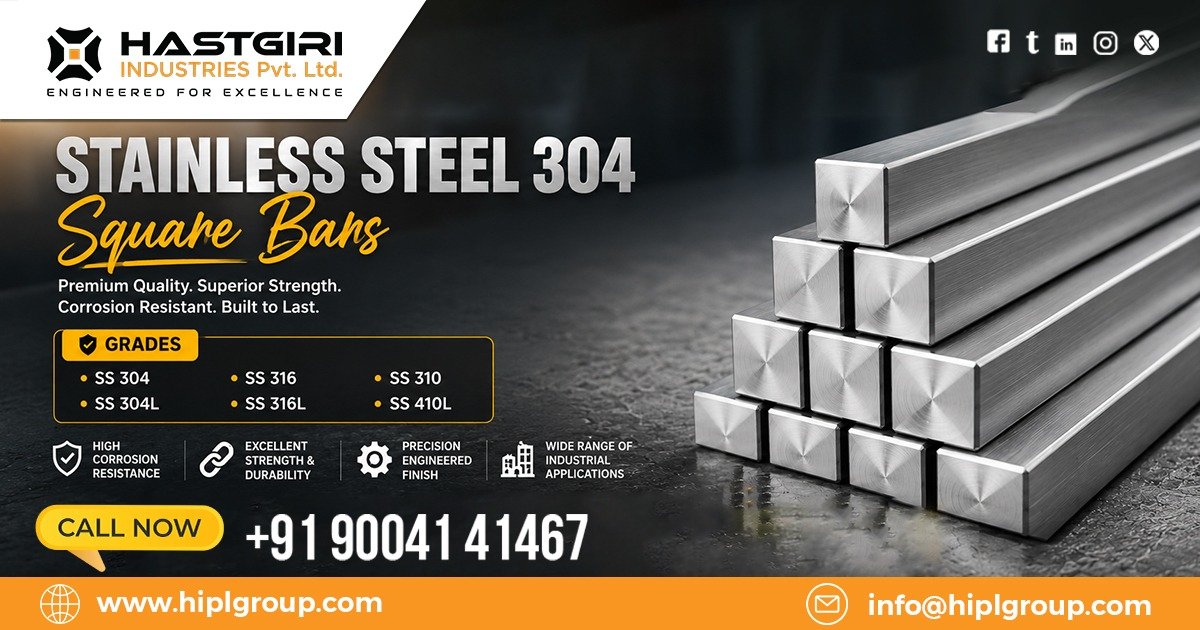 Stainless Steel 304 Square Bars in Jamnagar
