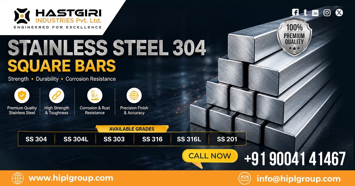 Stainless Steel 304 Square Bars in Rajkot