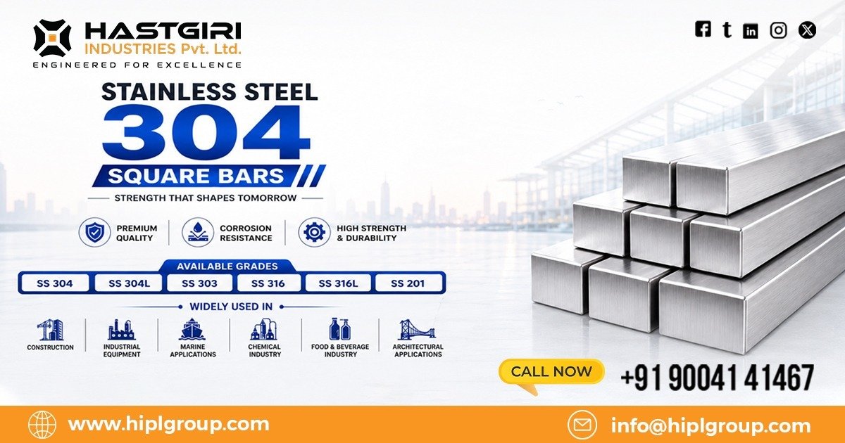 Stainless Steel 304L Square Bars in Mumbai