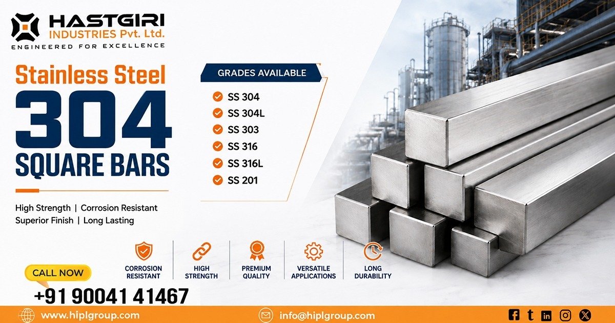 Stainless Steel 304 Square Bars in Vadodara