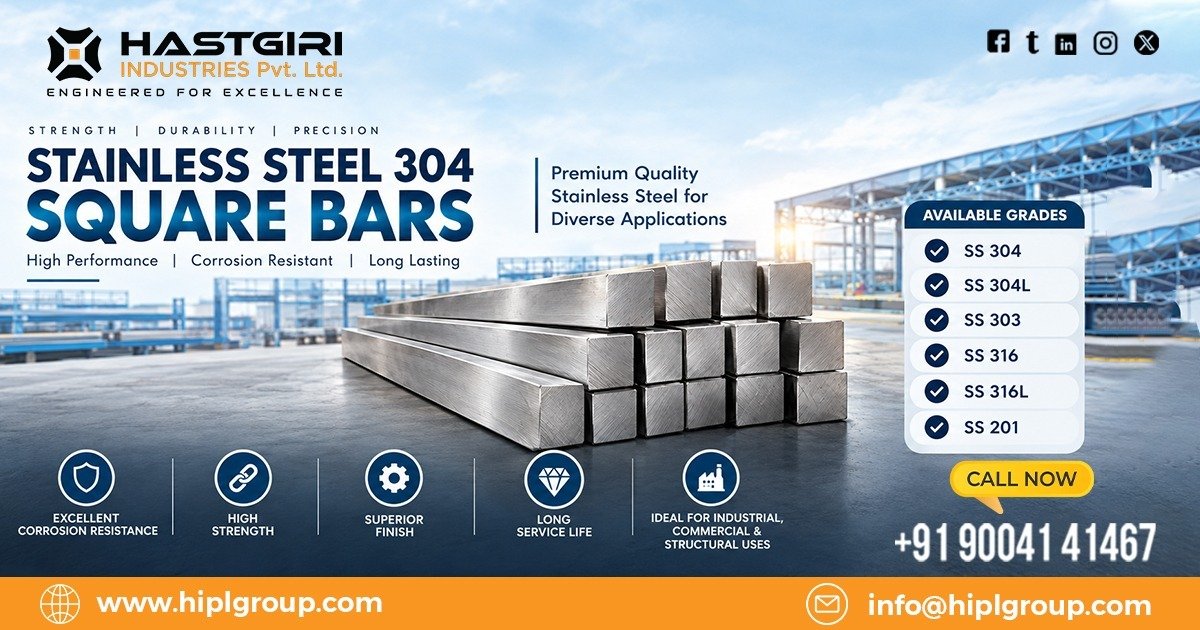 Stainless Steel 304 Square Bars in Delhi