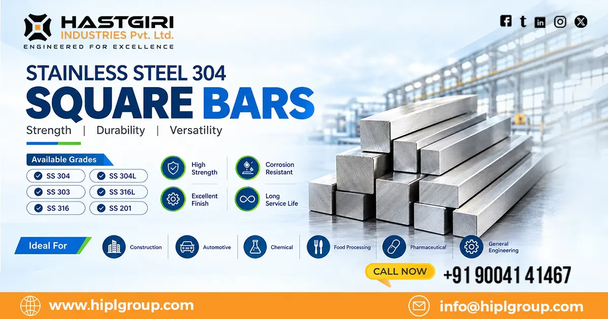 Stainless Steel 304 Square Bars Supplier in Ahmedabad