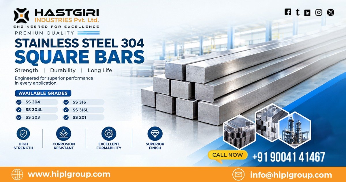 Stainless Steel 304 Square Bars in Surat